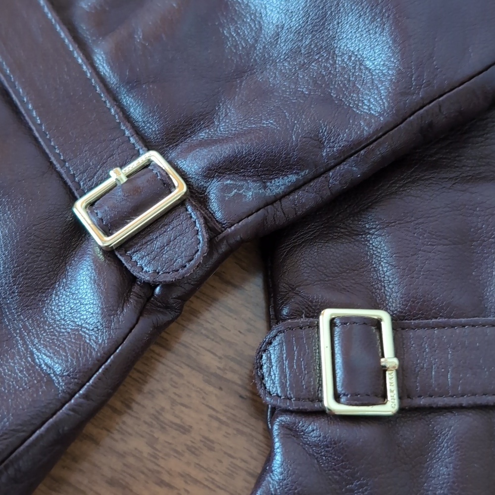 Cole Haan Women's Size Medium Gold Buckle Accent Soft Genuine Leather Gloves - Picture 2 of 10